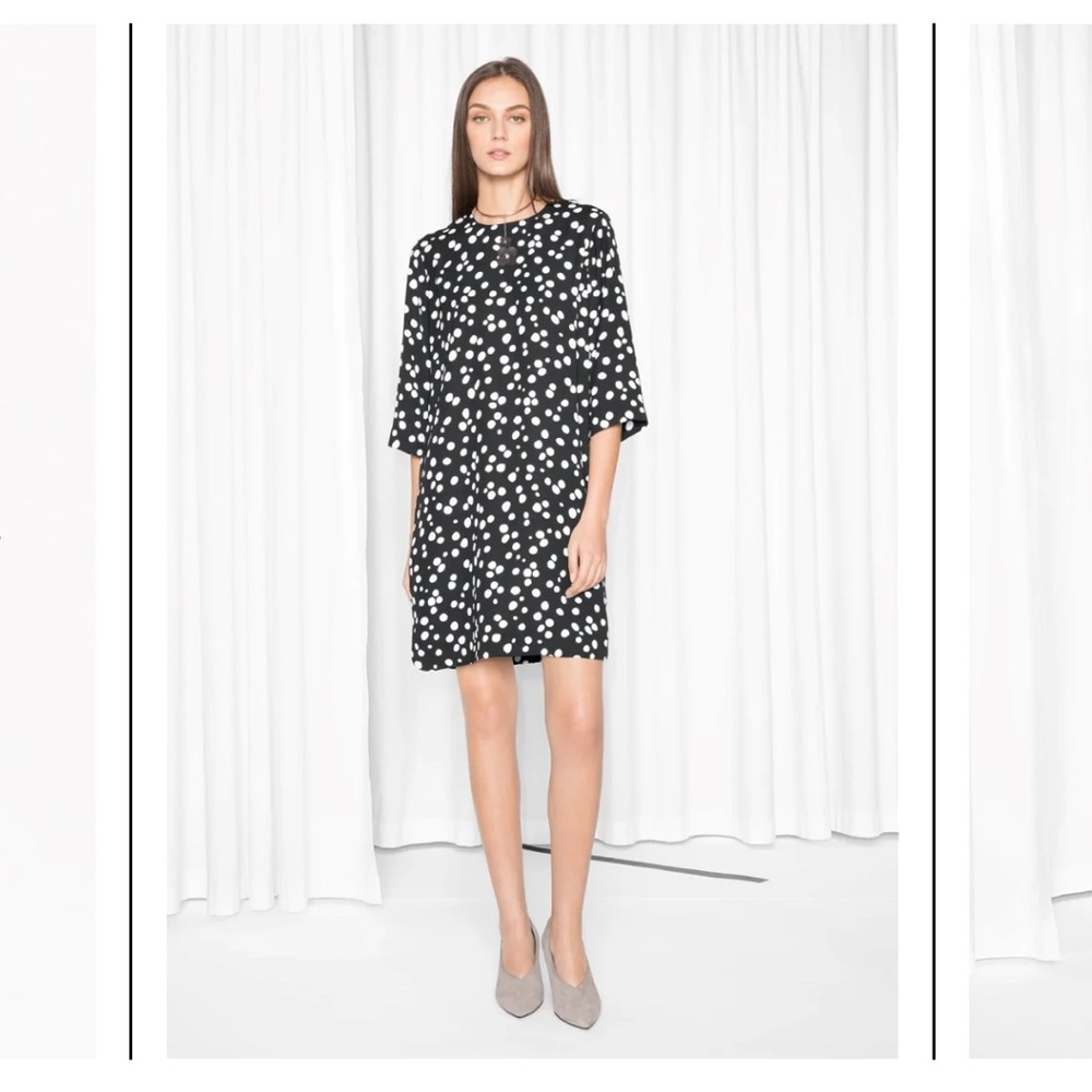 & Other Stories Polkadot Crepe Shift Dress Retro Vintage Aesthetic Size 10 NEW